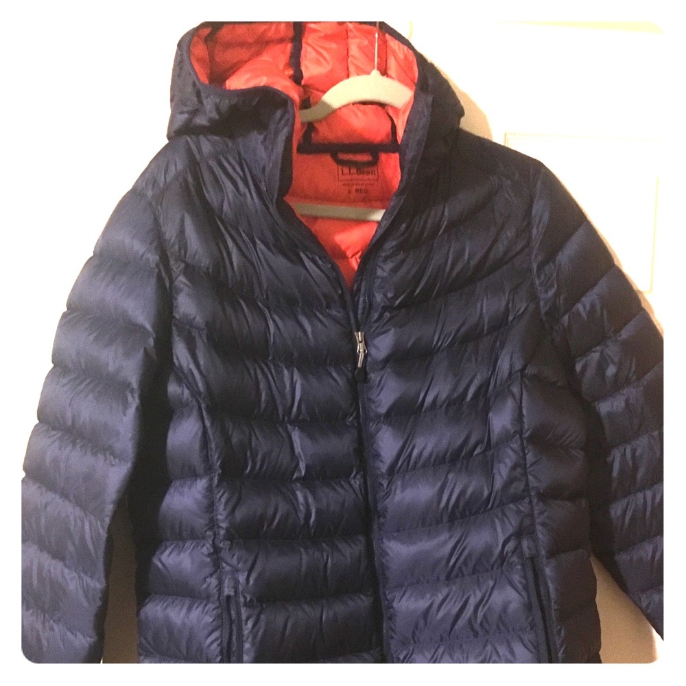 LL Bean lightweight down winter jacket with hood